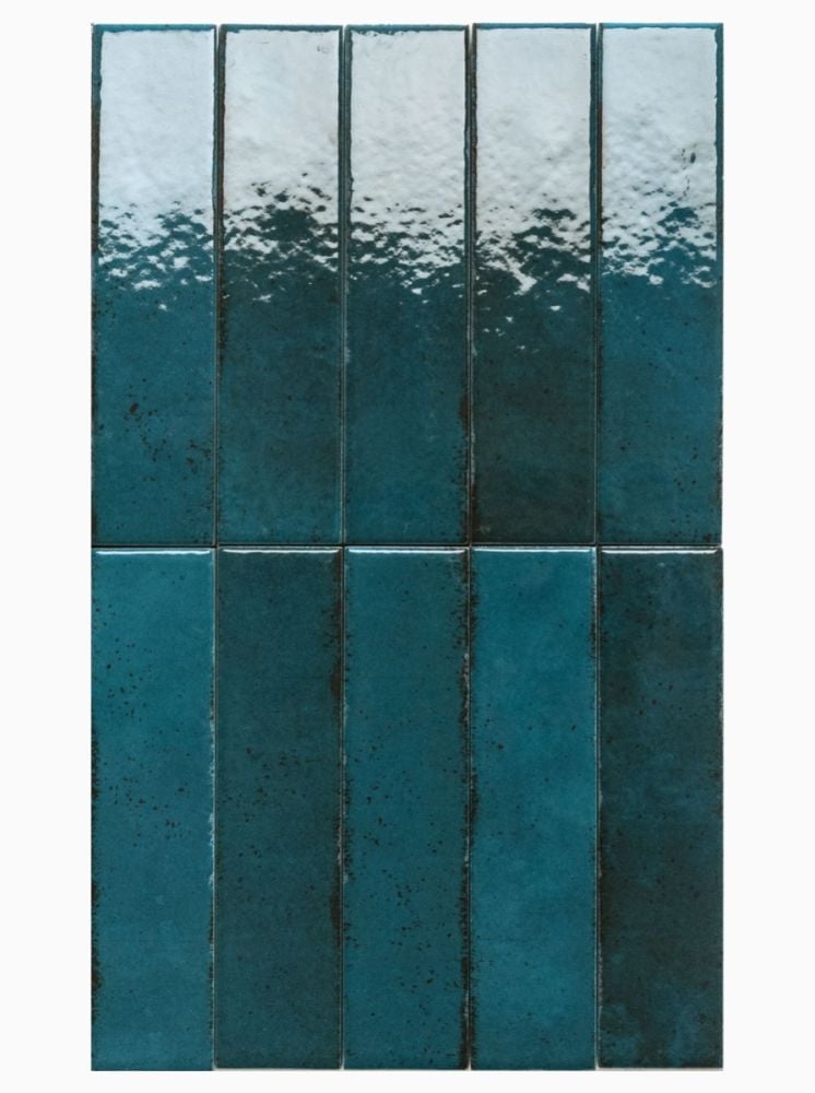 Nettuno Ripple 6x25cm | Green Gloss Glazed Wall Tile
