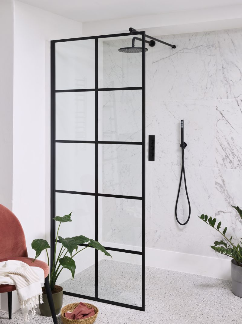 Framed Crittall-Style Wet Room Shower Panel