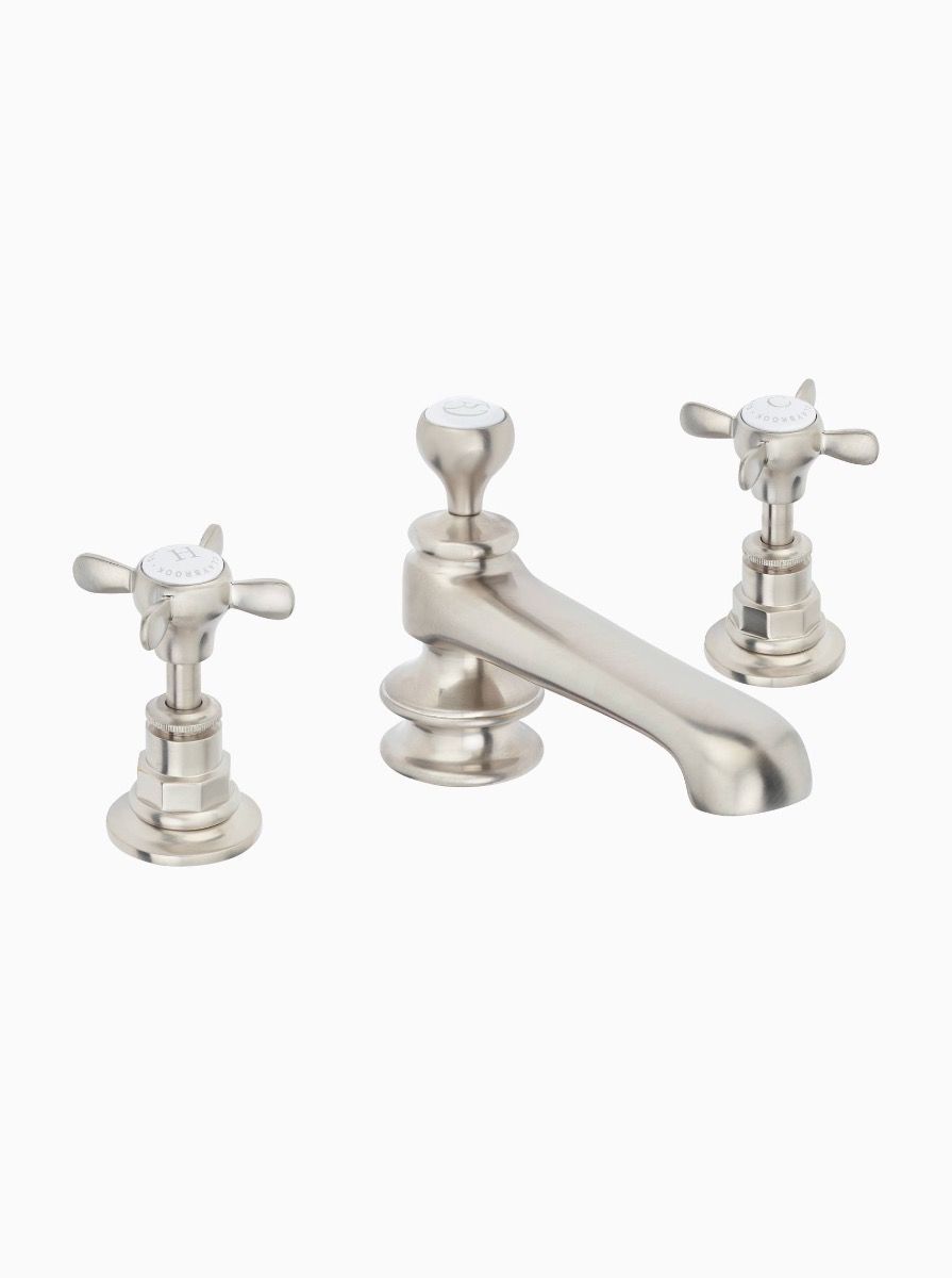 Albany Deck Mounted 3 Hole Basin Mixer Low Spout - Cross Heads