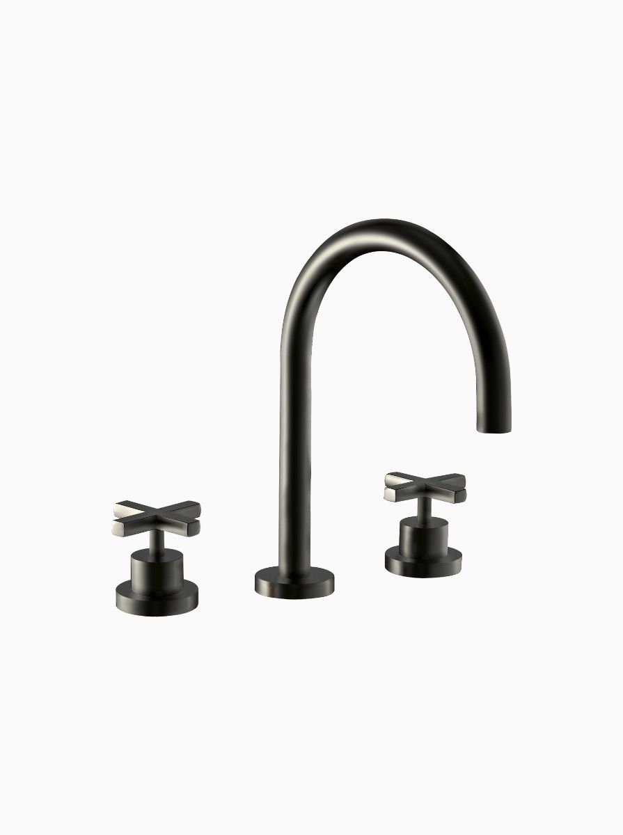 Midtown Deck Mounted 3 Hole Basin Mixer with cross heads