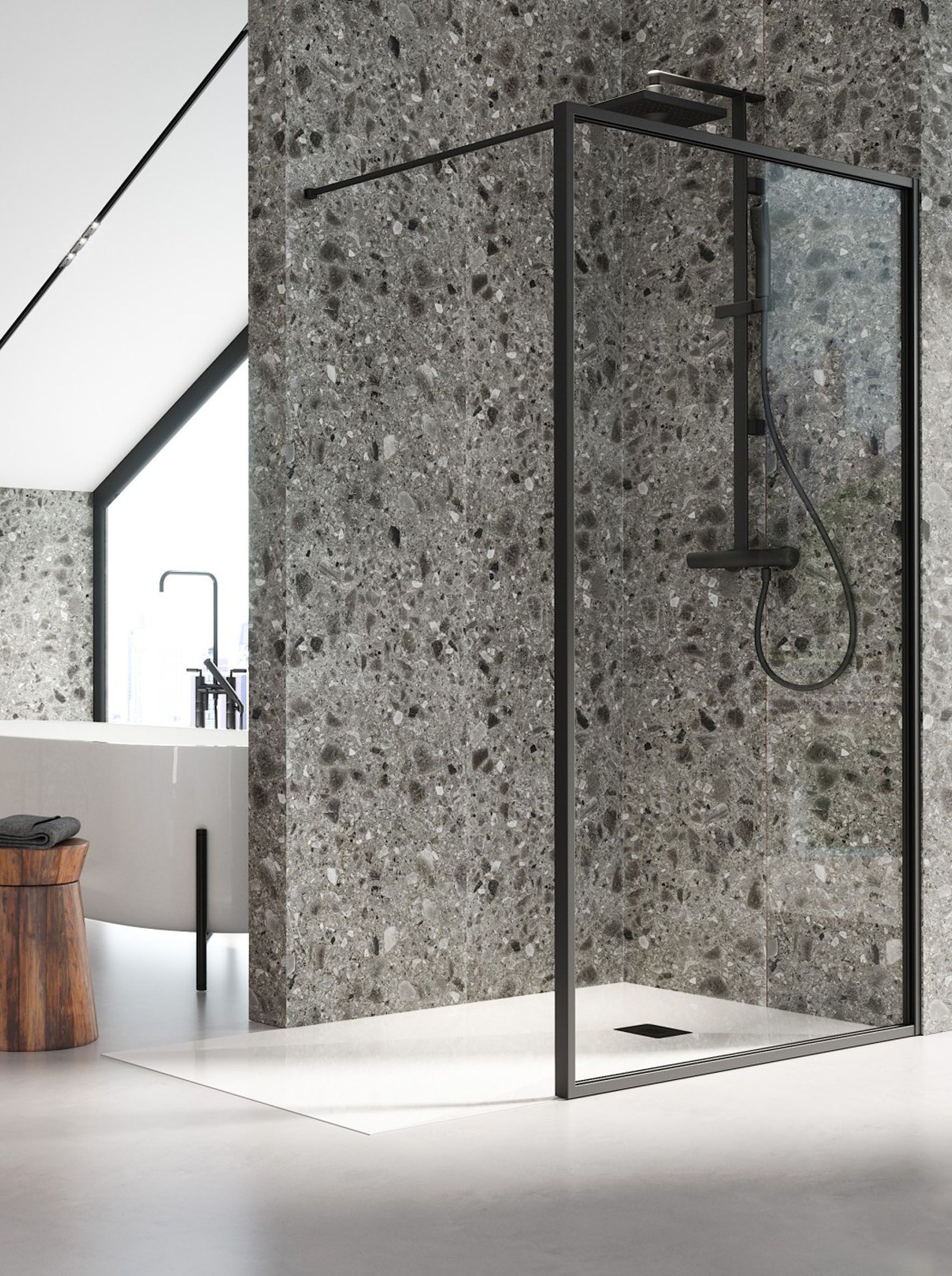 Perito - Framed Shower Panel - Clear Glass