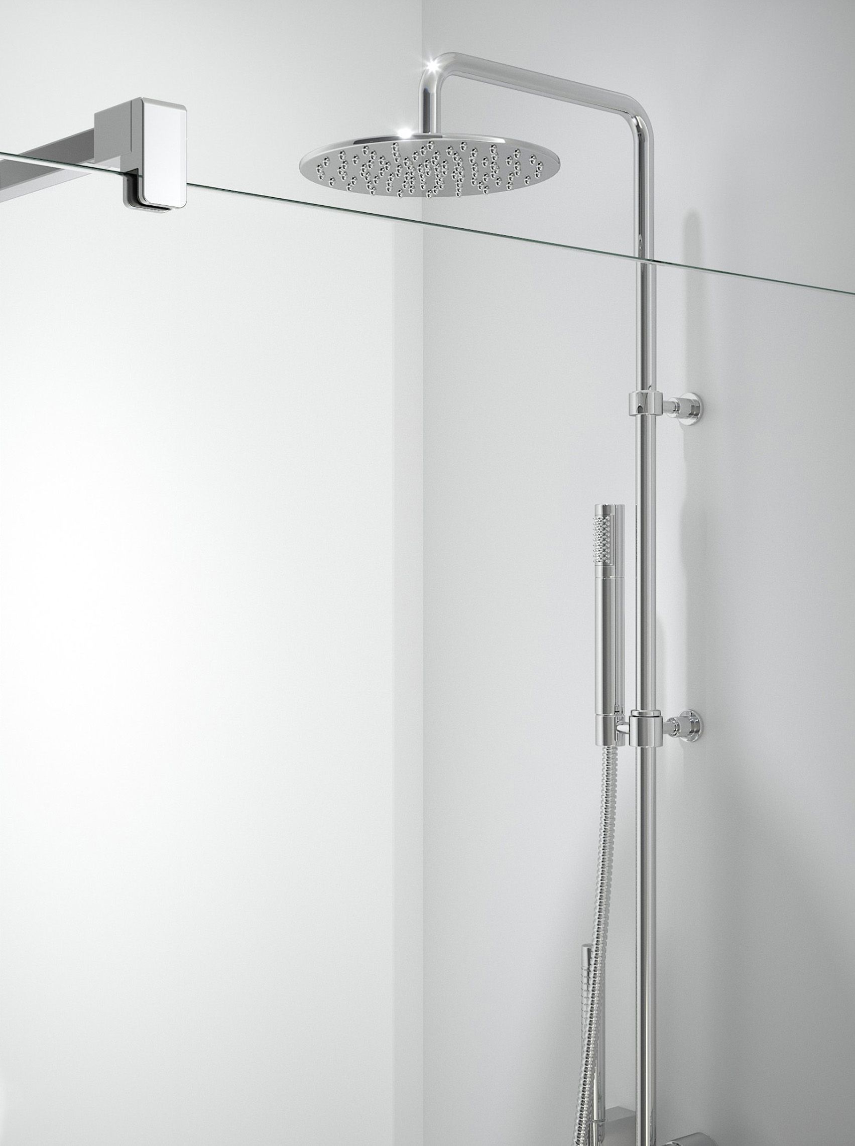 Upsala - Frameless Shower Screen with Hinged Panel - Clear Glass - Right Hand - Chrome