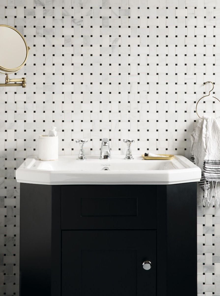 Whitehall Black Cabinet with Basin 70cm