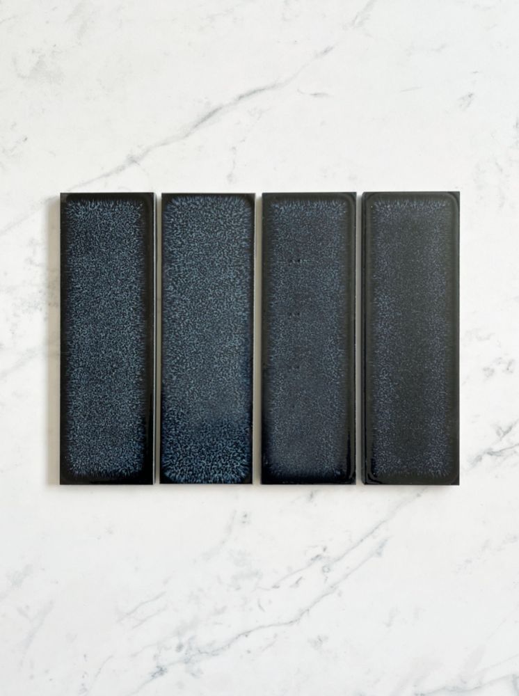 Raku Yokohoma Bay 6.5x20cm | Navy Blue Glazed Wall Tile