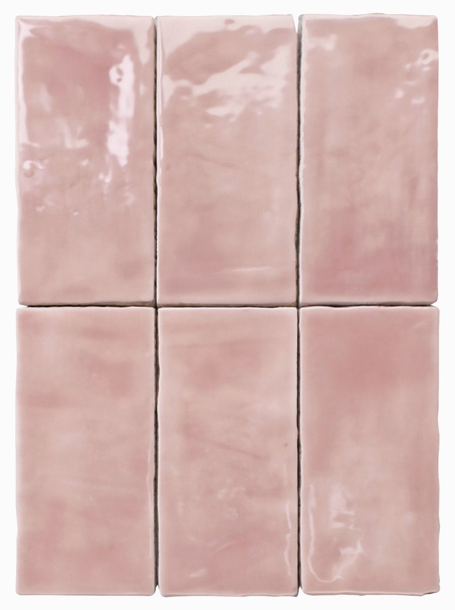 Bisentina Brick Petal 6.5x13cm | Pink Glazed Metro Wall Tile
