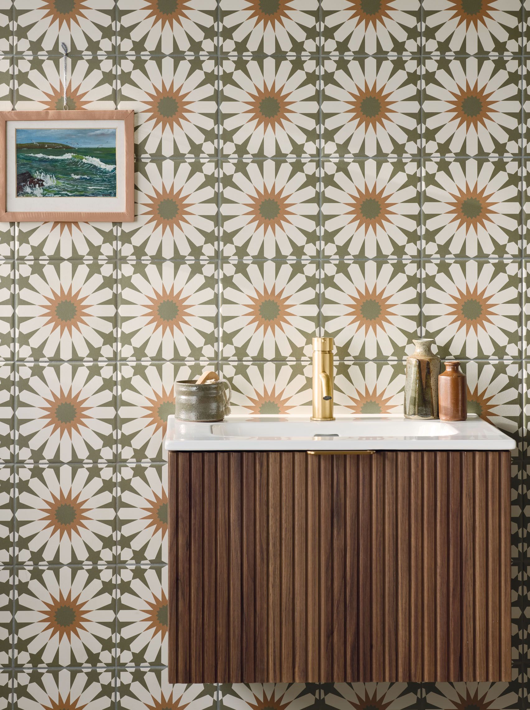 Discotheque Toyah | Green & Tan Patterned Porcelain Tile