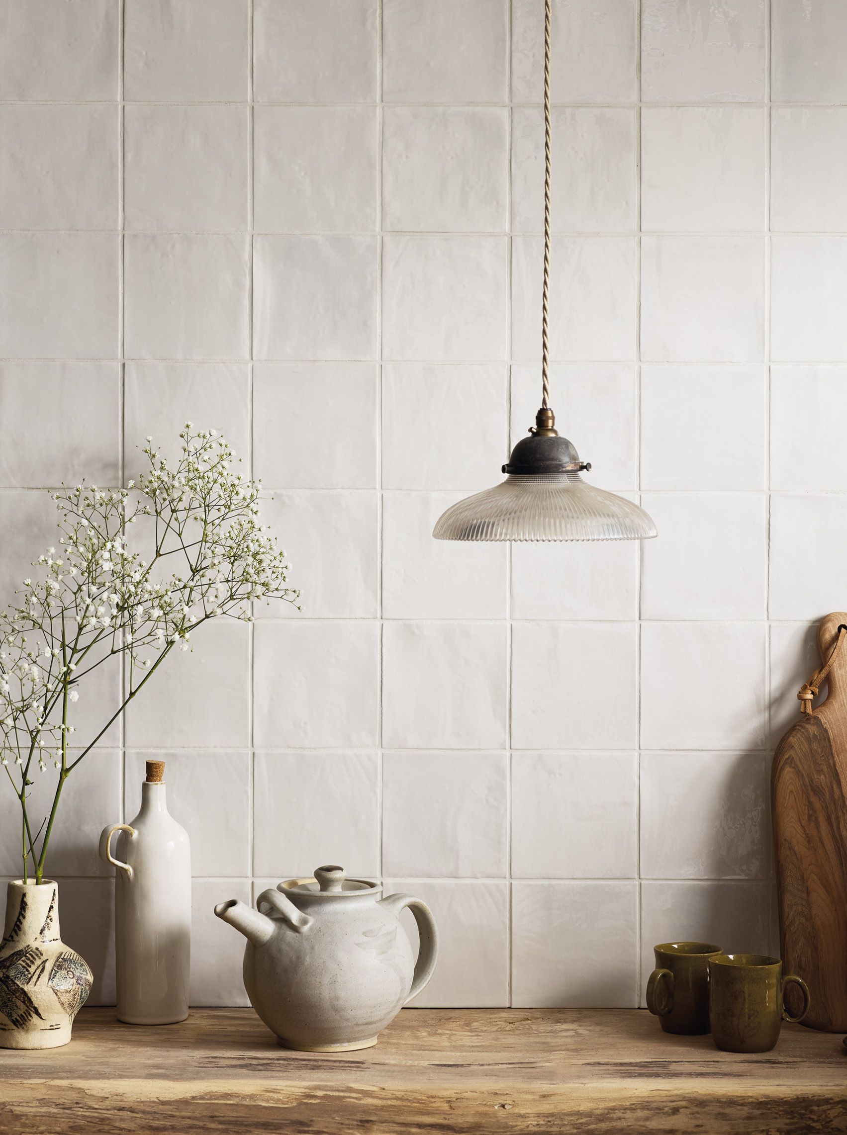 Fellini Bianco Gloss Square 12.5x12.5cm | Off White Zellige Style Wall Tile