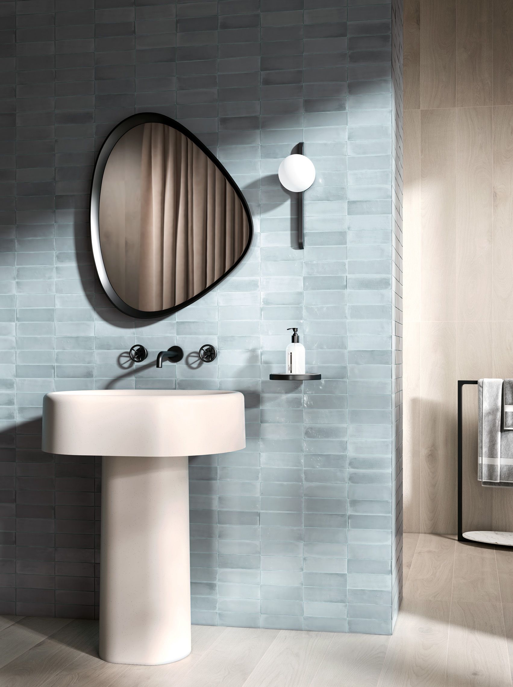 Fellini Leggero Gloss 5.2x16cm | Pale Blue Zellige Style Wall Tile