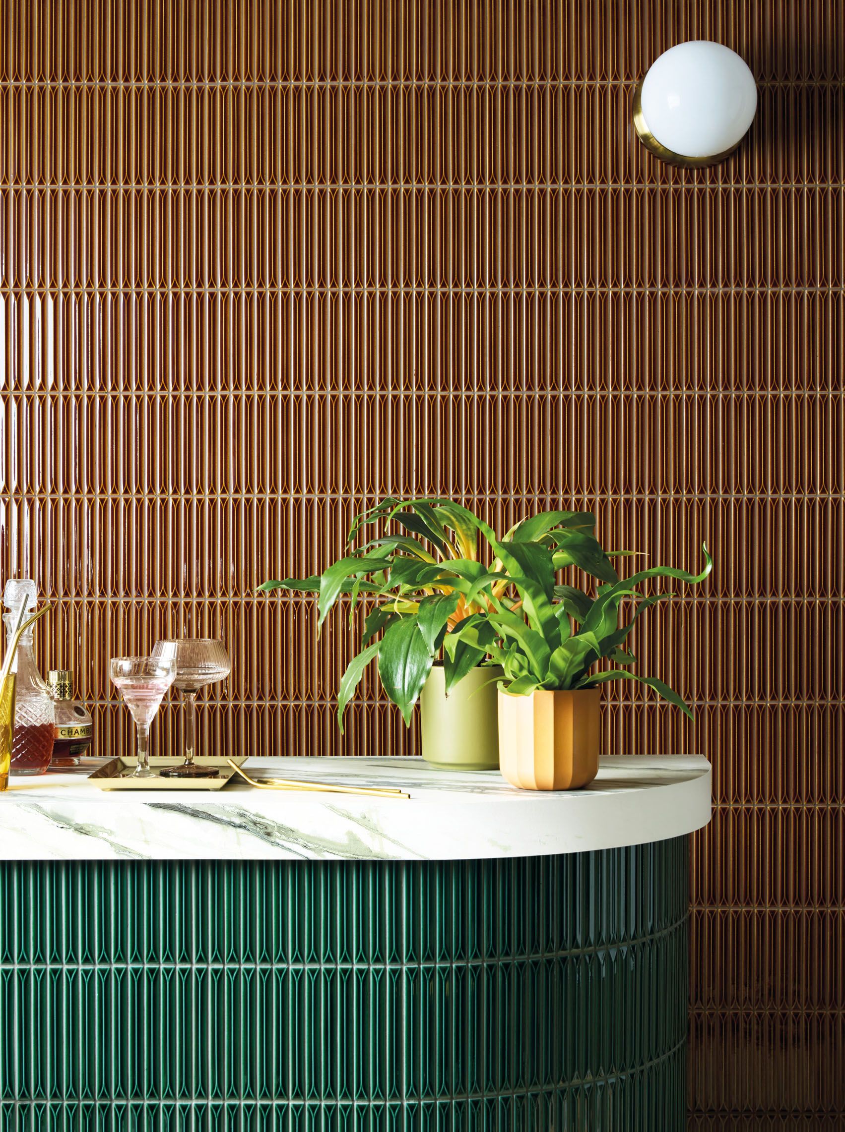 Kitami Bamboo | Ochre Brown Fluted Kit Kat Mosaic Wall Tile