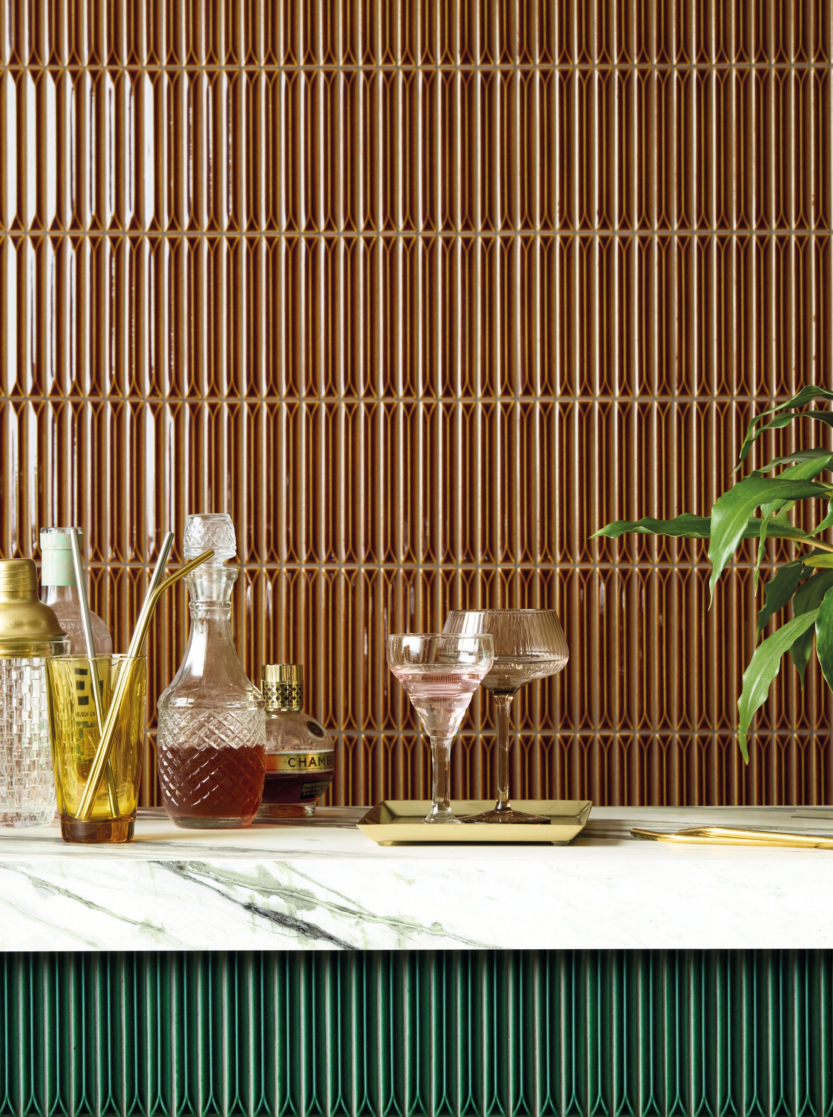 Kitami Bamboo | Ochre Brown Fluted Kit Kat Mosaic Wall Tile