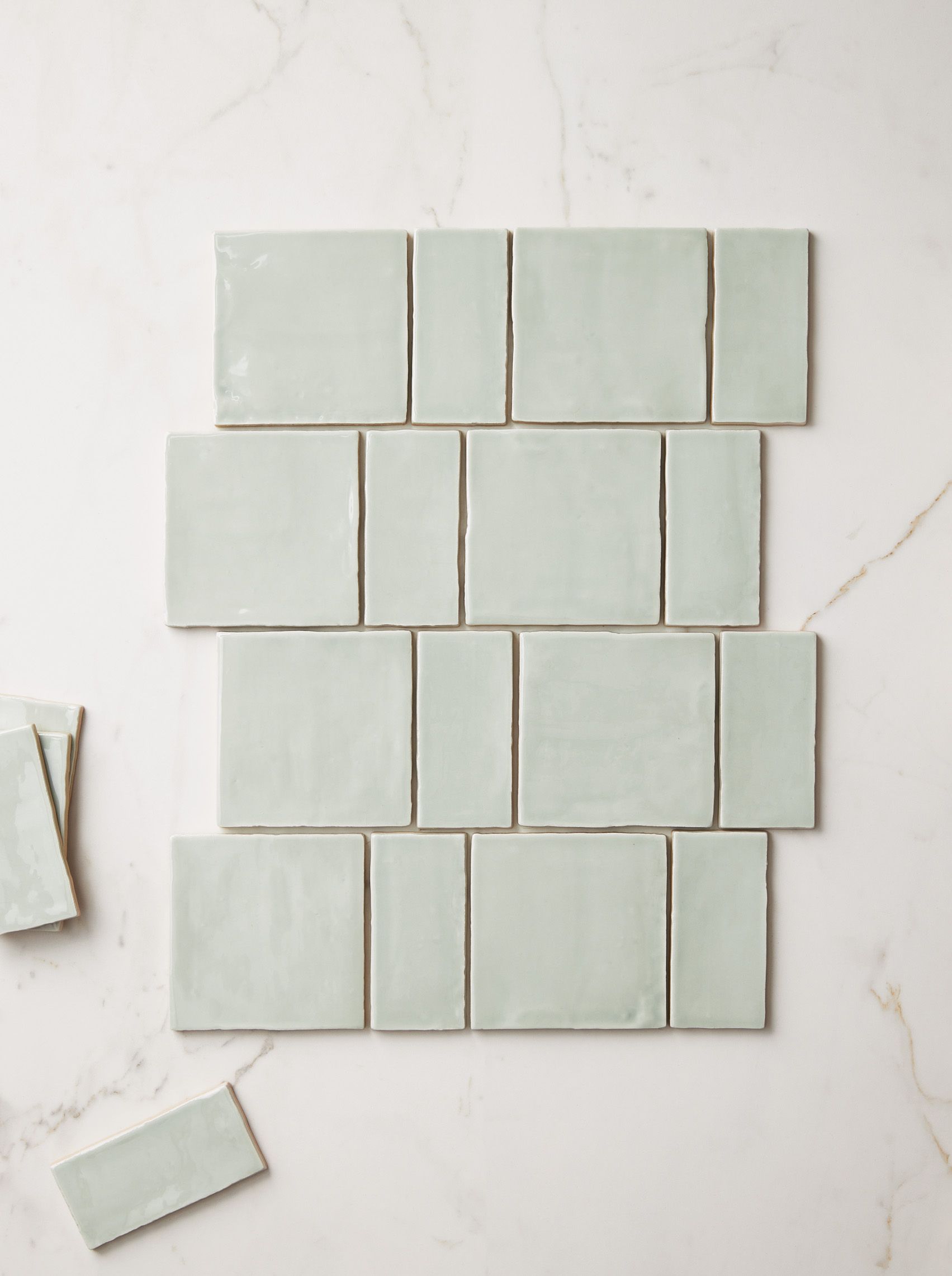 Potters Glaze Leach Pale Green Glazed Square Wall Tile