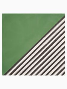 Rah-Rah Numan Handmade Encaustic Wall and Floor Tile with White, Green and Black Decorated Pattern. 