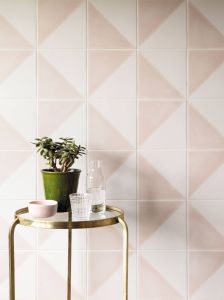 Semaphore Celeste 20 x 20cm Porcelain Floor and Wall Tile with White and Pink Decorative Pattern