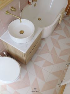Semaphore Celeste 20 x 20cm Porcelain Floor and Wall Tile with White and Pink 